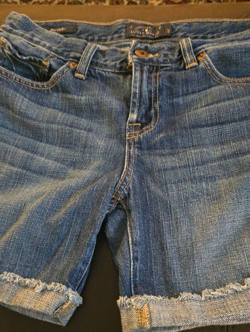 Lucky Brand Blue Denim Cutoff Shorts with Frayed Hem Sz 27